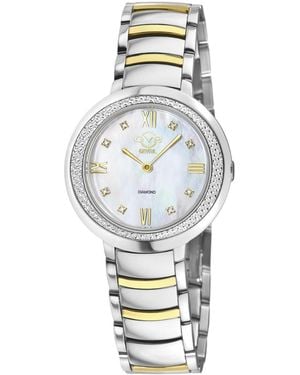 Gevril Amalfi Swiss Quartz Two Tone Ipyg/ss Stainless Steel Bracelet Diamond Watch - Metallic