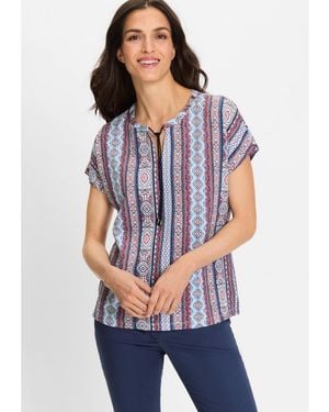 Olsen Ornamental Border Print T-shirt - Blue