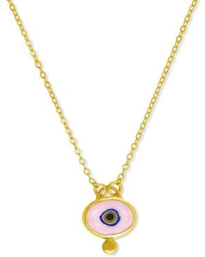 Ottoman Hands Alara Evil Eye Pendant Necklace - Metallic