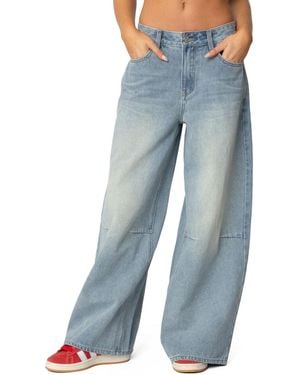Edikted Skater Girl Washed Low Rise Jeans - Blue