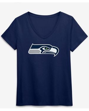LOGO ATHLETIC Seattle Seahawks Primary Logo V-neck T-shirt - Blue