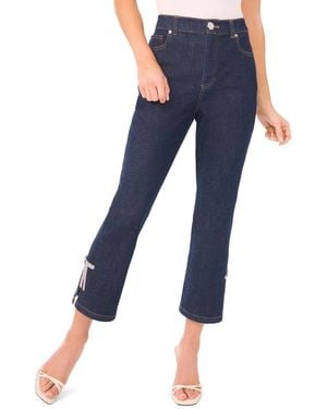 Cece Cropped Flare Bow Detail Mid Rise Jeans - Blue