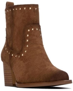 Xti Western Stud-embellished Suede Ankle Booties - Brown