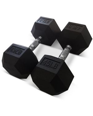 Holahatha Iron Hexagonal Cast Exercise Dumbbell Free Weight Pair - Black