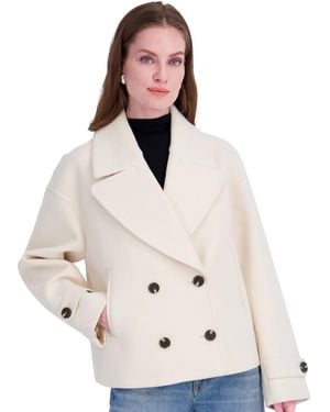Tahari Double-breasted Notch-collar Cropped Coat - Natural