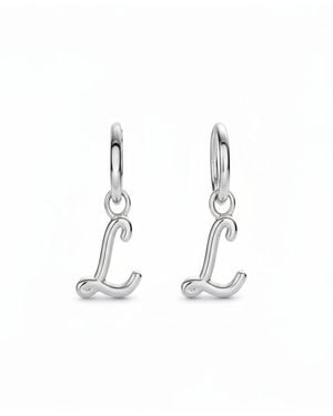 Oak & Luna Mini Signature Initial huggie Earrings - White