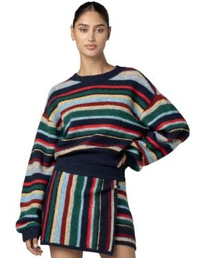 Blank NYC Striped Cropped Sweater - Black
