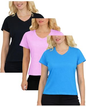 Galaxy By Harvic Galaxy Divatee Relaxed Fit V-neck Short Sleeve T-shirt-3 Pack - Blue