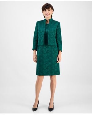 Le Suit Open-front Jacket & Sleeveless 2 Piece Dress Suit - Green