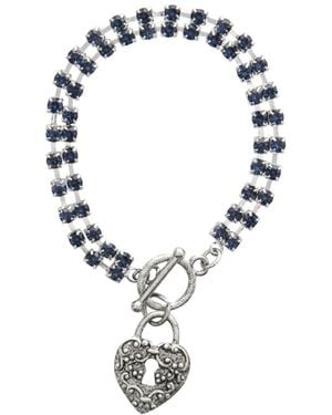 2028 Crystal toggle Heart Charm Bracelet - White