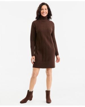 Style & Co. Luxsoft Long-sleeve Turtleneck Sweater Dress - Brown
