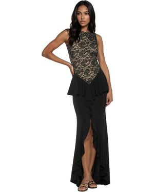 Alexia Admor Perrin Boatneck Ruffle Gown - Black