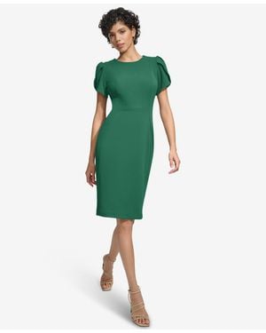 calvin klein dark green dress New Size 6 Calvin Klein Elegant GREEN Velvet Faux Wrap Easy Fit Sheath Dress