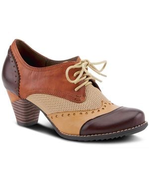 L'ARTISTE L Artiste S Bardot Hand-painted Leather Oxford Shoes - Brown