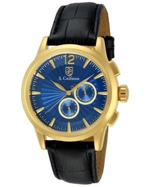 INVICTA WATCH S.coifman Sc0264 Heritage Chronograph Dial Leather Strap Watch 43mm - Blue