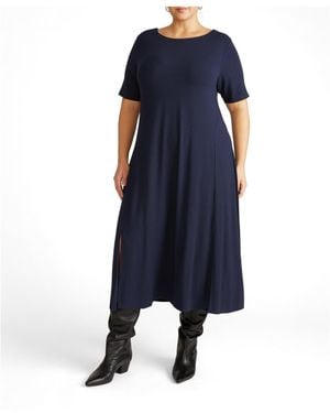 UNIVERSAL STANDARD Plus Size Serena Boatneck Divine Jersey Dress - Blue