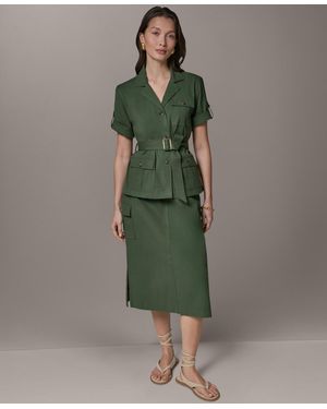 Donna Karan Weekend Short-sleeve Belted Safari Jacket - Green