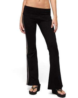 Edikted Charly Foldover Stripey Flared Pants - Black