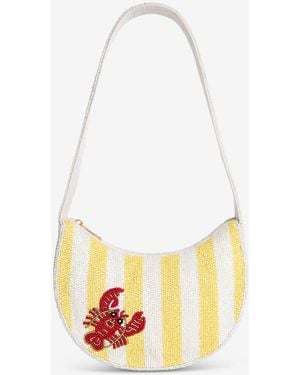 On 34th Beaded Half Moon Shoulder Bag - White