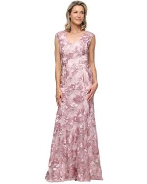 Alex Evenings Sleeveless V-neck Soutache Ball Gown - Pink