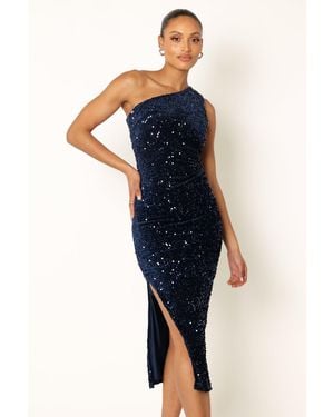 Petal & Pup Kiki One Shoulder Midi Dress - Blue