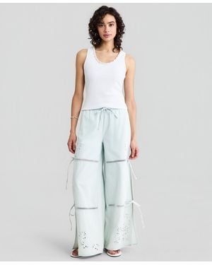 And Now This Embroidered Eyelet Tie-side Jeans - White