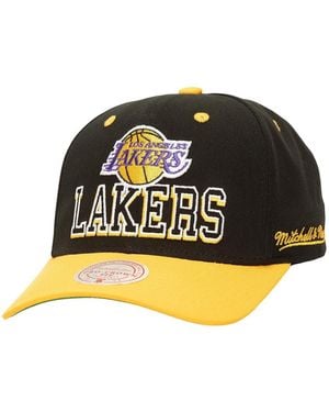 Mitchell & Ness Black/gold Los Angeles Lakers Backside Script 2-tone Pro Crown Adjustable Hat - Multicolor