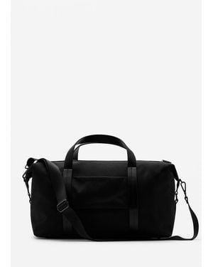 Mango Combined Leather Bowling Handbag - Black