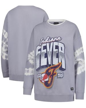 The Wild Collective Indiana Fever Double Collar Fleece Pullover Sweatshirt - Gray