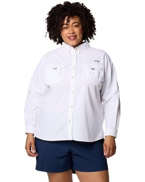 Columbia Pfg Plus Size Long-sleeve Outdoor Shirt - White