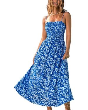 CUPSHE Demure Floral Maxi Beach Dress - Blue