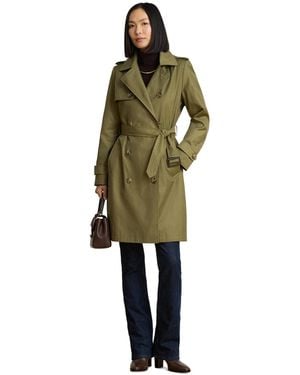 Ralph Lauren Petite Water-resistant Double-breasted Trench Coat - Green