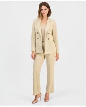 Anne Klein Faux Double Breasted Blazer Wide Leg Sailor Pants - Natural