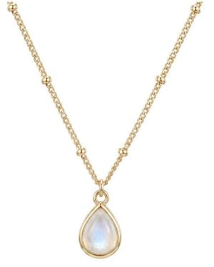 Adornia Fine 14k Plated Pear Moonstone Pendant Necklace - Metallic