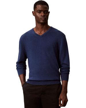 Calvin Klein Merino Wool Classic-fit V-neck Sweater - Blue