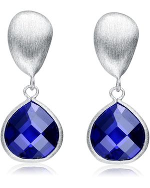 Genevive Jewelry Sterling Silver White Gold Plating - Blue