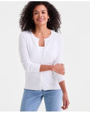 Style & Co. Button-down Long-sleeve Cardigan - White