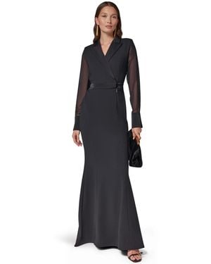 Donna Karan Shawl Collar Faux-wrap Gown - Blue