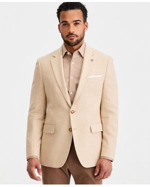 Ted Baker Ted By Tan Mini Check Modern-fit Blazer - Natural