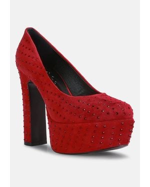 Rag & Co Poppins Glinting Platform High Pumps - Red