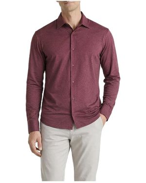 Level 7 Office-leisure Collection Melange Seamless Long Sleeve Shirt - Red