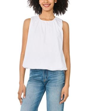 Cece Solid Crewneck Bubble Top - White