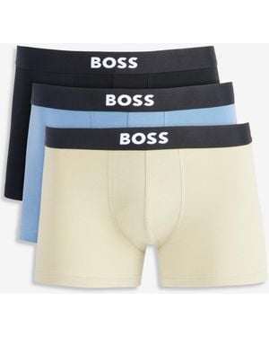 BOSS Boss One Cotton-blend Exposed Logo Waistband Trunks - Blue