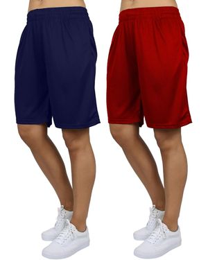 Galaxy By Harvic Loose Fit Moisture Wicking Performance Mesh Shorts-2 Pack - Blue