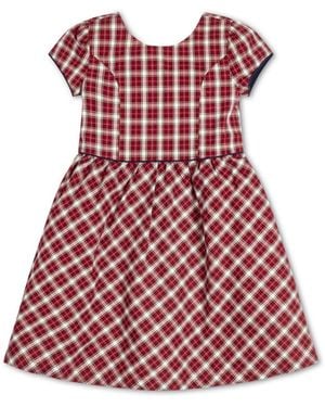 Hope & Henry Toddler Girls Short Sleeve Button Back Schoolgirl Dress - Red