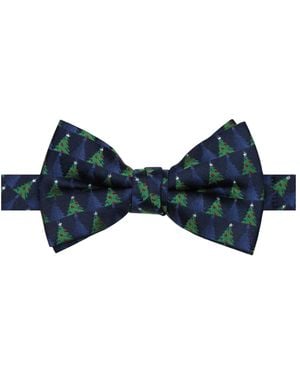 Hallmark Holiday Traditions Small Tree Printed Slim Bow Tie - Blue