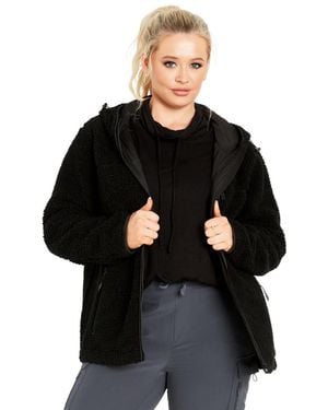 Avenue Plus Size Kyla Fleece Zip Front Jacket - Black