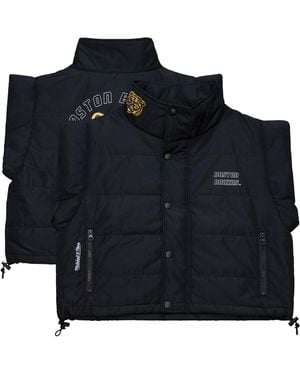 Mitchell & Ness  Boston Bruins Cropped Full-zip Puffer Vest - Black