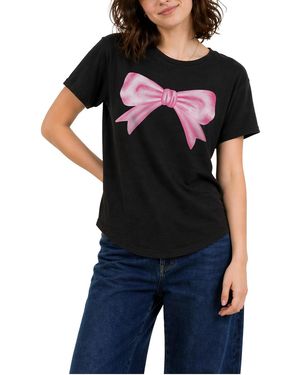 Instant Message Painted Bow Relaxed-fit Graphic T-shirt - Black