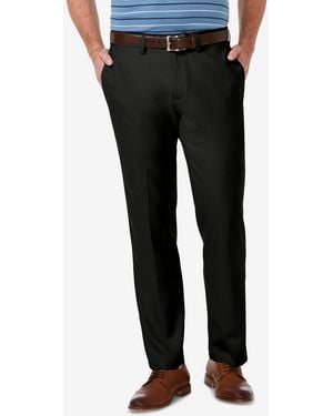 Haggar Cool 18 Pro Stretch Straight Fit Flat Front Dress Pants - Black